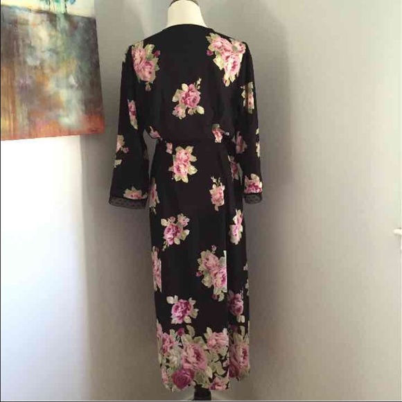 Oscar de la Renta Black floral Robe / Dress vintage - Picture 6 of 6